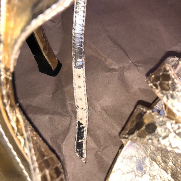 Gold Python/Snakeskin Texture Platform Heels - Picture 3 of 5